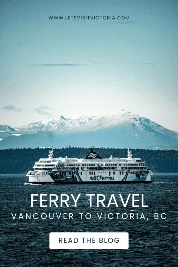 pin image reading "Ferry travel vancouver to victoria bc"