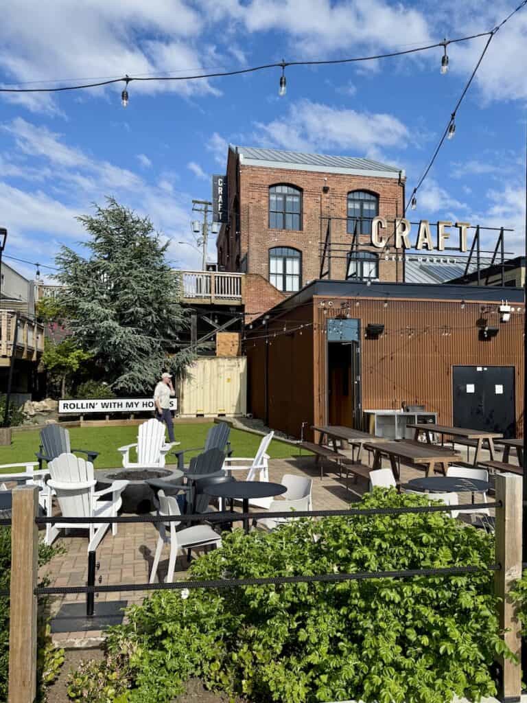 Craft Brewery outdoor patio and lawn game area